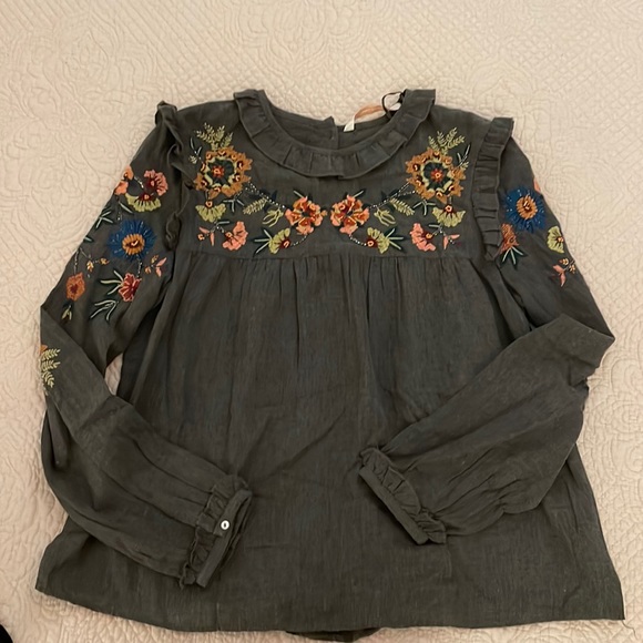 Zara Tops Zara Floral Embroidered Ruffle Blouse Poshmark
